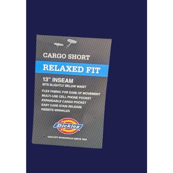 New Mens DICKIES Navy Blue Flex Relaxed Fit 13" Cargo Work Shorts Size 32 - Picture 7 of 7